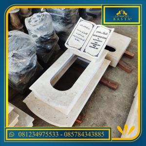Kijing Makam Marmer nisan marmer model kitab dengan ukiran permanen pada makam marmer trap 2
